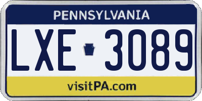 PA license plate LXE3089