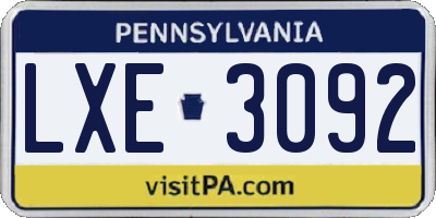 PA license plate LXE3092
