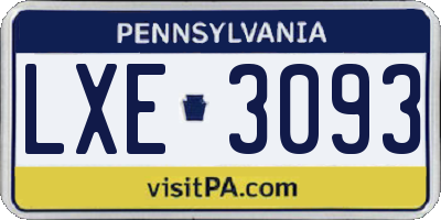 PA license plate LXE3093