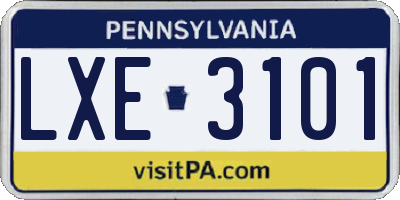 PA license plate LXE3101