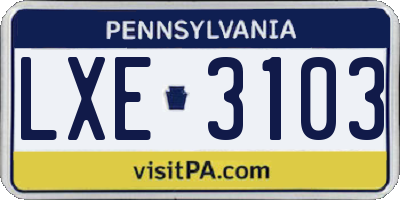 PA license plate LXE3103