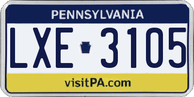 PA license plate LXE3105