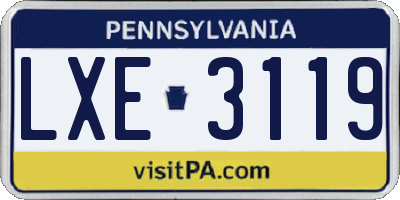 PA license plate LXE3119