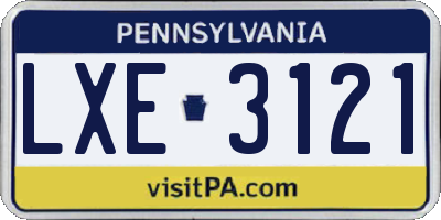 PA license plate LXE3121