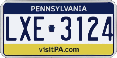 PA license plate LXE3124