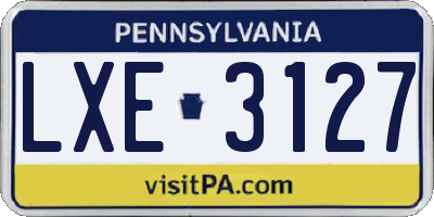 PA license plate LXE3127