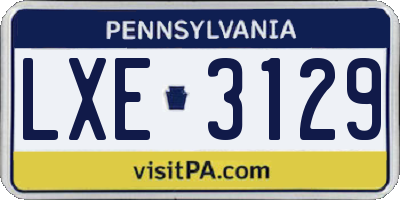 PA license plate LXE3129