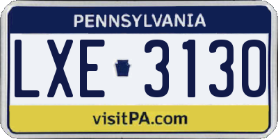 PA license plate LXE3130