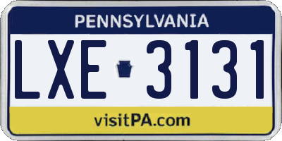 PA license plate LXE3131