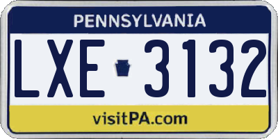 PA license plate LXE3132