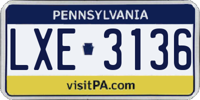 PA license plate LXE3136
