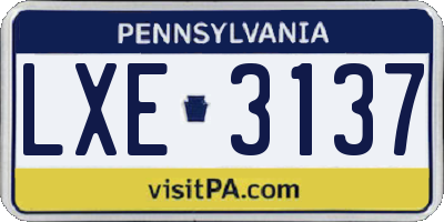 PA license plate LXE3137