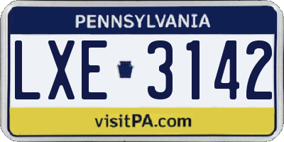 PA license plate LXE3142