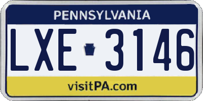 PA license plate LXE3146