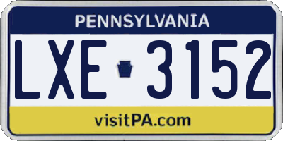 PA license plate LXE3152