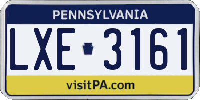 PA license plate LXE3161