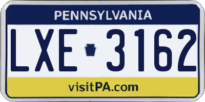 PA license plate LXE3162