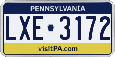 PA license plate LXE3172
