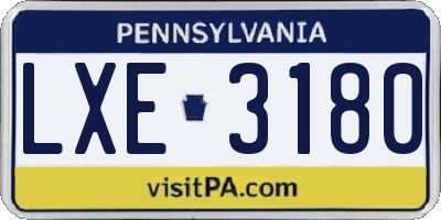 PA license plate LXE3180