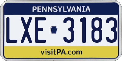 PA license plate LXE3183