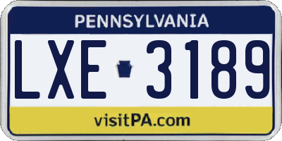 PA license plate LXE3189