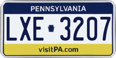 PA license plate LXE3207