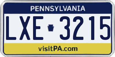 PA license plate LXE3215