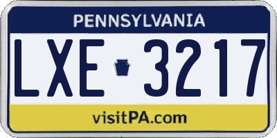 PA license plate LXE3217