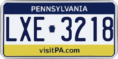 PA license plate LXE3218