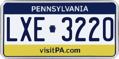 PA license plate LXE3220