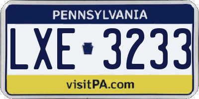 PA license plate LXE3233