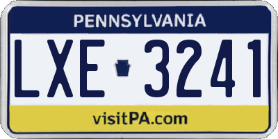 PA license plate LXE3241