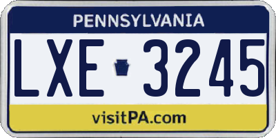 PA license plate LXE3245