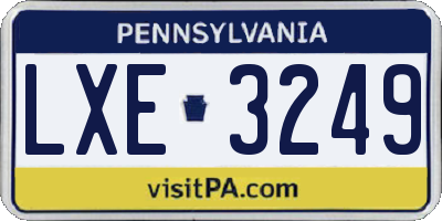 PA license plate LXE3249