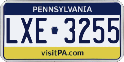 PA license plate LXE3255