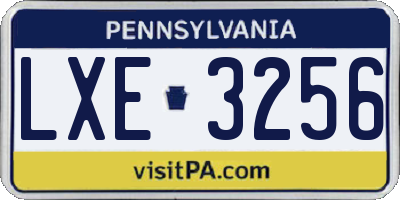 PA license plate LXE3256