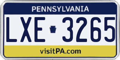 PA license plate LXE3265
