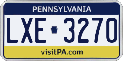 PA license plate LXE3270