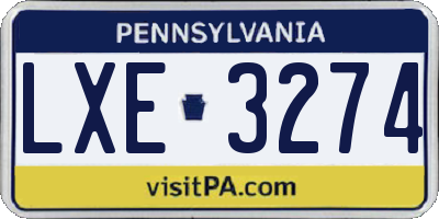 PA license plate LXE3274