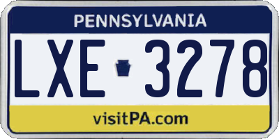 PA license plate LXE3278