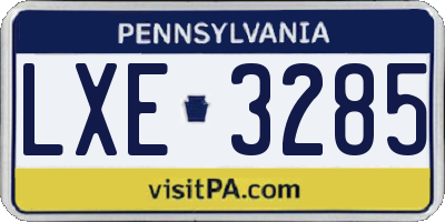 PA license plate LXE3285