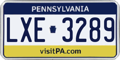 PA license plate LXE3289