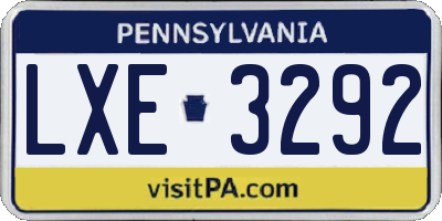 PA license plate LXE3292