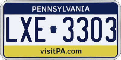 PA license plate LXE3303