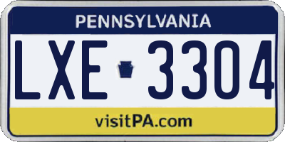 PA license plate LXE3304