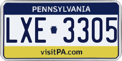 PA license plate LXE3305