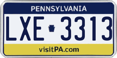 PA license plate LXE3313