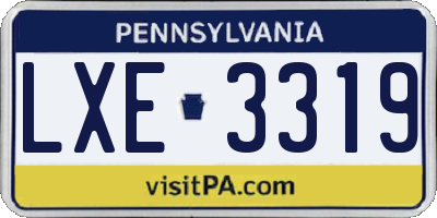 PA license plate LXE3319