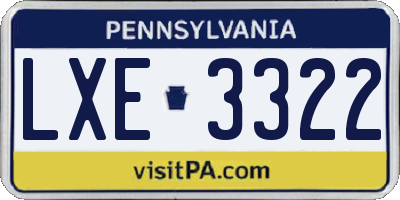 PA license plate LXE3322