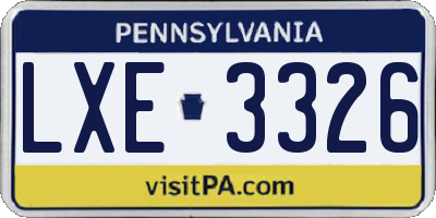 PA license plate LXE3326